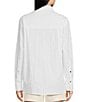 Color:Optic White - Image 5 - Woven Point Collar Button Cuff Long Sleeve Chest Patch Pocket Button Front Crinkle Blouse