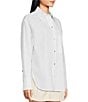 Color:Optic White - Image 6 - Woven Point Collar Button Cuff Long Sleeve Chest Patch Pocket Button Front Crinkle Blouse
