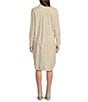 Le' AL.X Woven Point Collar Long Sleeve Button Front Shirttail Below the Knee Dress, Color:Vanilla - Image 2