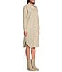 Le' AL.X Woven Point Collar Long Sleeve Button Front Shirttail Below the Knee Dress, Color:Vanilla - Image 3