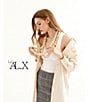 Le' AL.X Woven Point Collar Long Sleeve Button Front Shirttail Below the Knee Dress, Color:Vanilla - Image 6