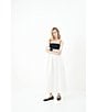 Le' AL.X Woven Poplin Color Block Square Neck Spaghetti Strap Empire Waist A-Line Flounce Midi Dress, Color:Ivory/Black - Image 4
