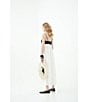 Le' AL.X Woven Poplin Color Block Square Neck Spaghetti Strap Empire Waist A-Line Flounce Midi Dress, Color:Ivory/Black - Image 5
