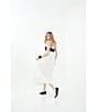 Le' AL.X Woven Poplin Color Block Square Neck Spaghetti Strap Empire Waist A-Line Flounce Midi Dress, Color:Ivory/Black - Image 6