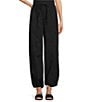 Le' AL.X Woven Ripstop Mid Rise Drawcord Leg Parachute Pants, Color:Black - Image 1