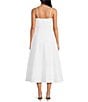 Le' AL.X Woven Ruched Straight Keyhole Neck Spaghetti Strap A-Line Midi Dress, Color:White - Image 2