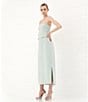 Le' AL.X Woven Straight Neck Strapless Cargo Flap Suit Midi Dress, Color:Seaglass - Image 6