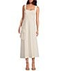 Le' AL.X Woven Suiting Bustier Sweetheart Shape Neck Sleeveless Tank Strap Cargo Pocket Fit & Flare Coordinating Midi Dress, Color:Off White - Image 1