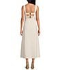 Le' AL.X Woven Suiting Bustier Sweetheart Shape Neck Sleeveless Tank Strap Cargo Pocket Fit & Flare Coordinating Midi Dress, Color:Off White - Image 2