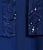Color:Cobalt - Image 5 - 3/4 Sleeve Crew Neck Embroidered 2-Piece Jacket Dress
