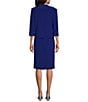 Color:Cobalt - Image 2 - 3/4 Sleeve Round Illusion Neck 2-Piece Jacket Dress