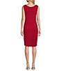 Color:Red - Image 4 - 3/4 Sleeve Round Neck Pearl Trim 2-Piece Jacket Dress