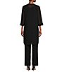 Color:Black - Image 2 - 3/4 Sleeve Sequin Trim Round Neck Georgette 3-Piece Pant Set