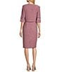 Color:Rose - Image 2 - 3/4 Sleeve Square Neck Sequin Embroidered 2-Piece Jacket Dress
