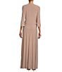 Le Bos Embroidered 3/4 Sleeve Square Neck 2-Piece Jacket Dress, Color:Champagne - Image 2