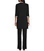 Le Bos Embroidered ITY 3/4 Sleeve 3 Piece Pantsuit, Color:Black/White - Image 2