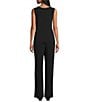 Le Bos Embroidered ITY 3/4 Sleeve 3 Piece Pantsuit, Color:Black/White - Image 4