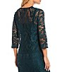 Color:Mallard - Image 5 - Embroidered Stretch Floral Lace 3/4 Sleeve Square Neck 2-Piece Jacket Gown