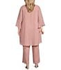 Le Bos Plus Size Scoop Neck 3/4 Sleeve 3-Piece Bell Sleeve Duster Pant Set - Image 2