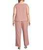Le Bos Plus Size Scoop Neck 3/4 Sleeve 3-Piece Bell Sleeve Duster Pant Set - Image 4