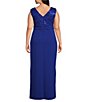 Le Bos Plus Size Sleeveless Embroidered Bodice Cascading Ruffle Long Dress - Image 2