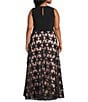 Le Bos Plus Size Sleeveless V-Neck 3D Embroidered Ball Gown, Color:Black/Blush - Image 2