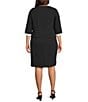 Le Bos Plus Size Two Tone Loop Trim 2-Piece Jacket Dress, Color:Black/Ivory - Image 2