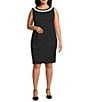 Le Bos Plus Size Two Tone Loop Trim 2-Piece Jacket Dress, Color:Black/Ivory - Image 3
