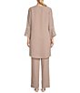 Color:Latte - Image 2 - Scoop Neck 3/4 Sleeve 3-Piece Bell Sleeve Duster Pant Set