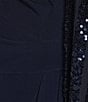 Le Bos Sequin ITY Round Illusion Neck Long Sleeve Jacket Dress, Color:Navy - Image 5