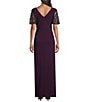Le Bos Sequin Mesh Trim Ruched Shoulder Long Dress - Image 2