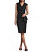 Le Bos Solid Cloque Portrait Collar Sleeveless Ruched Sheath Dress - Image 1