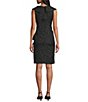 Le Bos Solid Cloque Portrait Collar Sleeveless Ruched Sheath Dress - Image 2