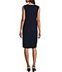 Color:Navy - Image 4 - Stretch Knit 3/4 Sleeve Beaded V-Neck Lace 2-Piece Jacket Dress