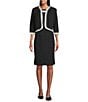 Le Bos Two Tone Loop Trim 2-Piece Jacket Dress, Color:Black/Ivy - Image 1