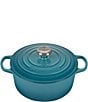 Color:Caribbean - Image 1 - 7.25-qt Round Enameled Cast Iron Dutch Oven with Stainless Steel Knobs