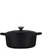 Le Creuset 7.25-qt Round Enameled Cast Iron Dutch Oven with Stainless Steel Knobs, Color:Licorice - Image 2