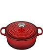 Color:Cerise - Image 1 - 7.25-qt Round Enameled Cast Iron Dutch Oven with Stainless Steel Knobs