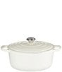 Le Creuset 7.25-qt Round Enameled Cast Iron Dutch Oven with Stainless Steel Knobs, Color:White - Image 1