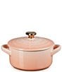 Le Creuset 8-oz. Mini Round Gold Heart Knob Cocotte, Color:Peche - Image 5