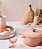 Le Creuset 8-oz. Mini Round Gold Heart Knob Cocotte, Color:Peche - Image 6