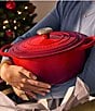 Le Creuset 9-Quart Signature Round Dutch Oven with Stainless Steel Handle, Color:Cerise - Image 2