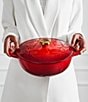 Le Creuset Enameled Cast Iron Holly Collection Traditional Chef's Oven with Lid, 4.5-Quart, Color:Cerise - Image 6