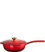 Le Creuset Enameled Cast Iron Holly Collection Traditional Saucier with Lid, 2.25 Qt., Color:Cerise - Image 3