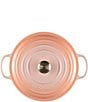 Color:Peche - Image 4 - Enameled Cast Iron Signature Round Wide Dutch Oven, 6.75 qt.