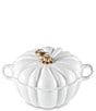 Le Creuset Festive Fall Collection 4-qt. Signature Enameled Cast Iron Pumpkin Cocotte, Color:White - Image 4