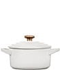 Color:White - Image 2 - Mini L'Amour Collection Mini Round Cocotte With Gold Heart Knob