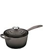 Color:Oyster Grey - Image 1 - Signature 1.75-Quart Enameled Cast Iron Saucepan with Stainless Steel Knob
