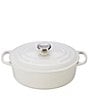 Color:WHITE - Image 1 - Signature 2.75-Quart Oval Enameled Cast Iron Dutch Oven with Stainless Steel Knob