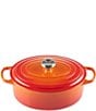 Color:Flame - Image 1 - Signature 2.75-Quart Oval Enameled Cast Iron Dutch Oven with Stainless Steel Knob